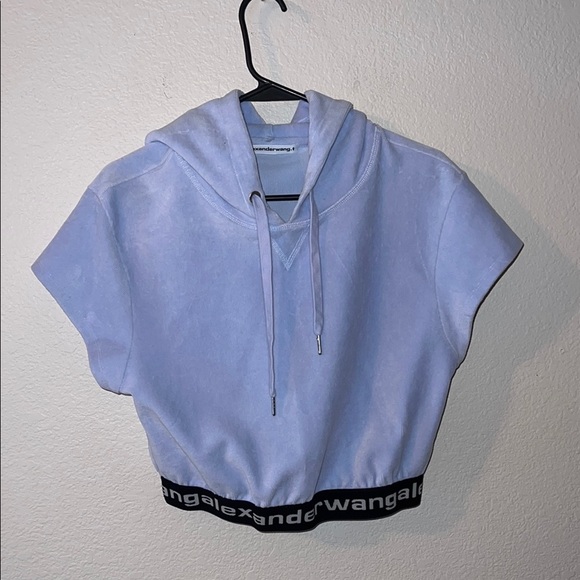 Alexander Wang corduroy cap sleeve logo band hoodie - Picture 1 of 5